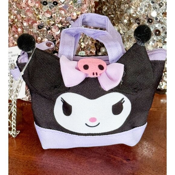 Kuromi Small Coin Purse With Adjustable Chain Zipper Closure NWT - Picture 1 of 4